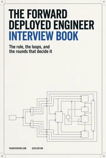 Cover of The Forward Deployed Engineer Interview Book by FDEInterviews.com, 2026 edition.